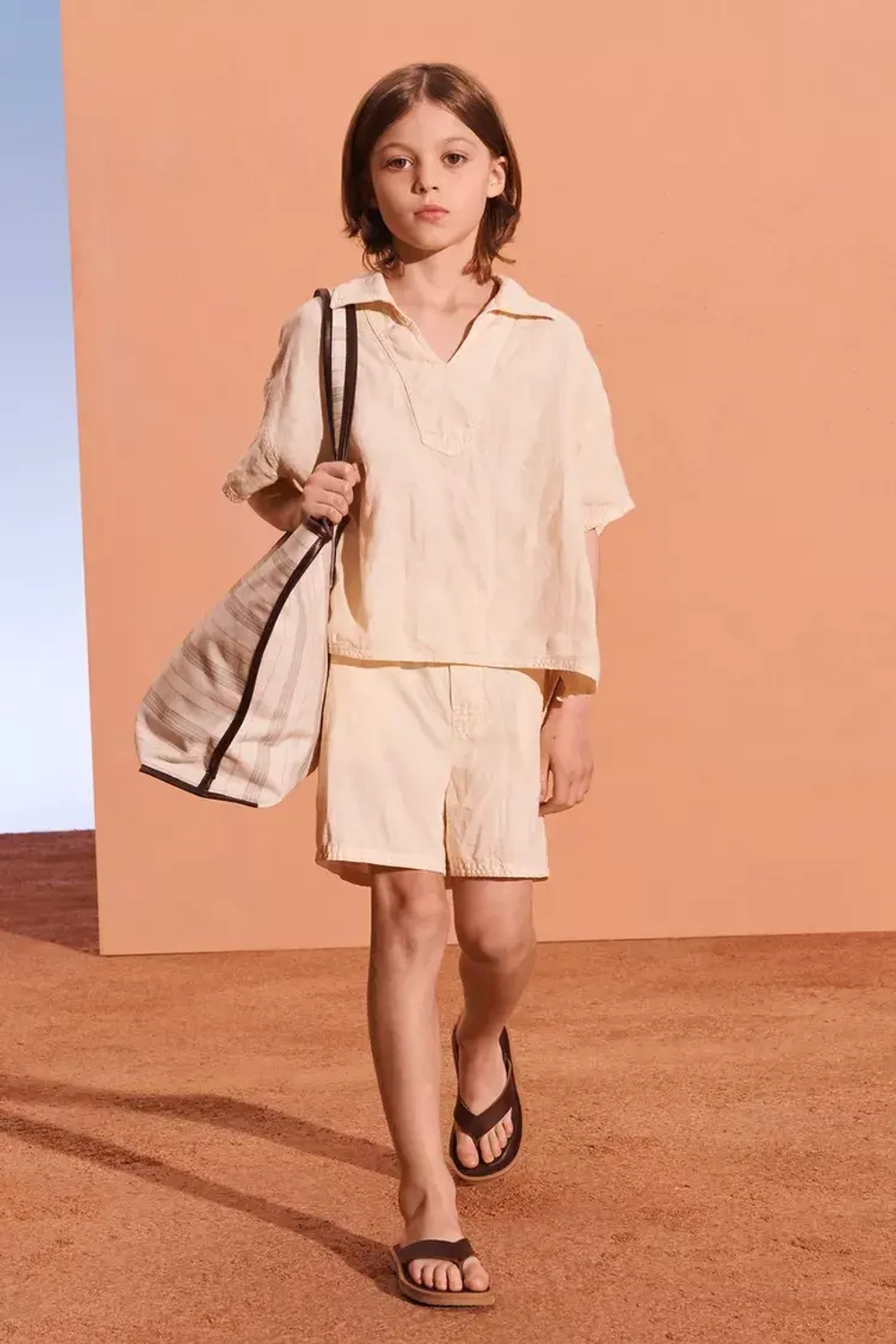 ZARA РУБАШКА С КОРОТКИМИ РУКАВАМИ, КАМЕННЫЙ