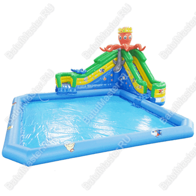 Надувной наземный аквапарк «Осьминог» 23*15*6 м на постоянном поддуве