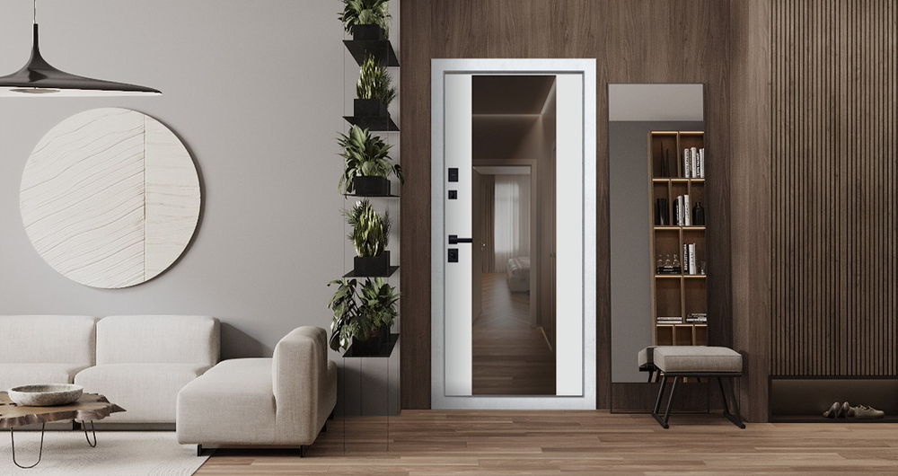 Стальная дверь "Макс 3D" с зеркалом (адаптивная замковая часть). Заказная модель.