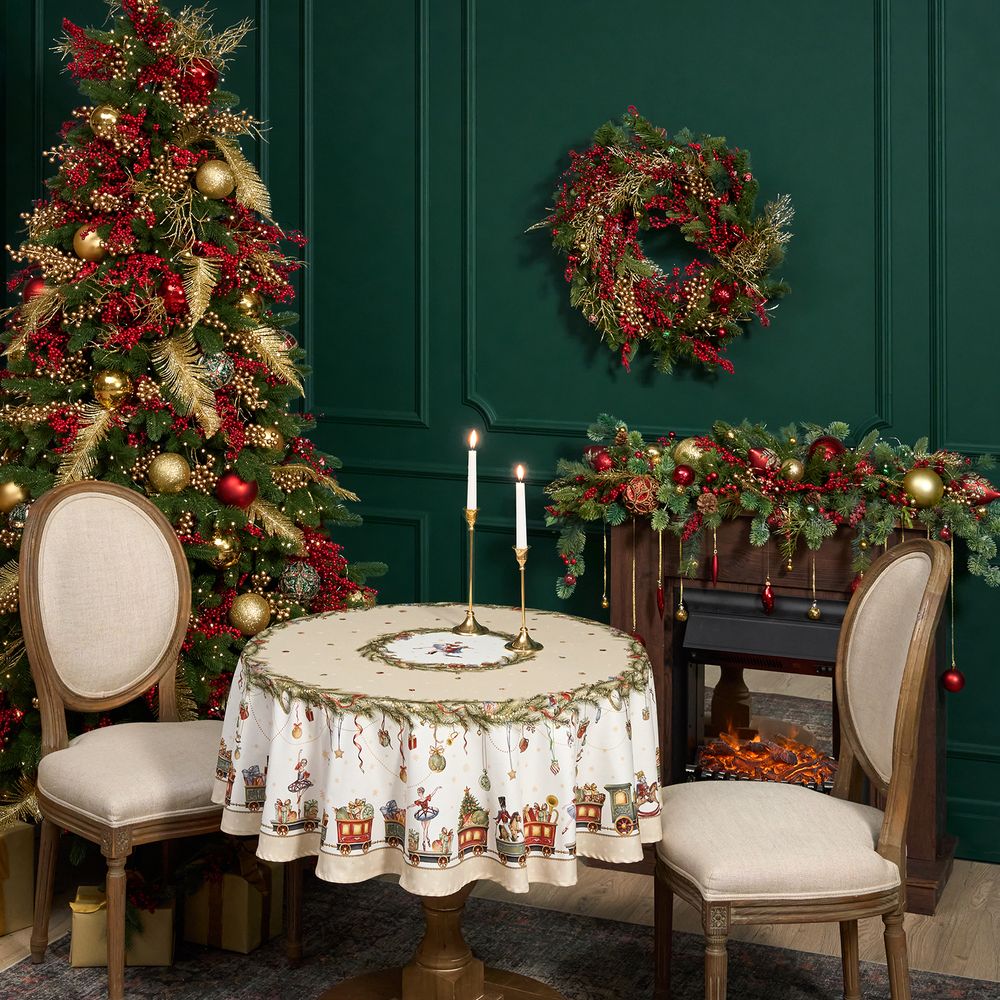 СКАТЕРТЬ КРУГЛАЯ "ЩЕЛКУНЧИК" ,150СМ , БЕЖЕВЫЙ ,100% ХЛОПОК , ТВИЛ