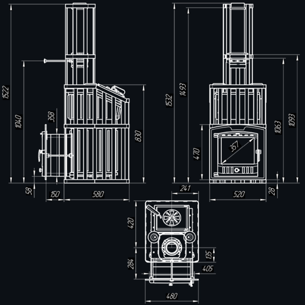 Чугунная печь для бани Гроза 18 (П2) Ураган
