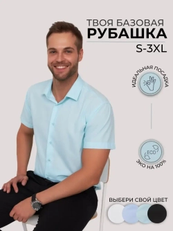 Рубашка приталенная с коротким рукавом