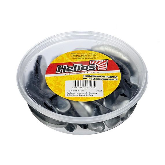 Виброхвост несъедоб. Chubby 3,55&#39;/9 см Black &amp; Pearl 20шт. (HS-4-028-N-20) Helios