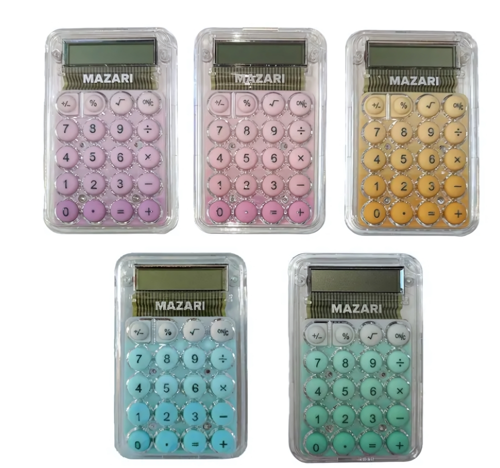 Калькулятор карманн. 8разряд. батар.AG10, пласт.корп. 100х75мм, 5цв. в ассорт. (Mazari)