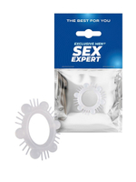 Эластичное эрекционное кольцо с шипиками и шариками (Цвет: белый)