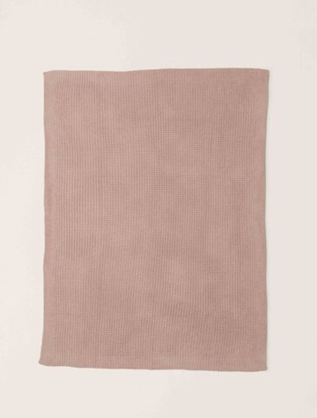 Плед 137x183 Barefoot Dreams Waffle розовый вафельный