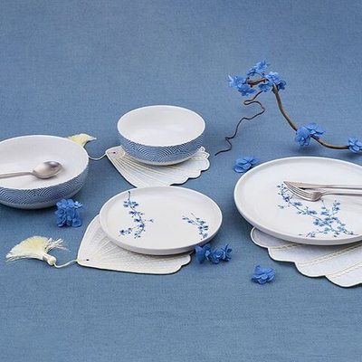 Тарелка «Ориенталь» мелкая;фарфор;D=27см;белый,синий (Цвет: белый)