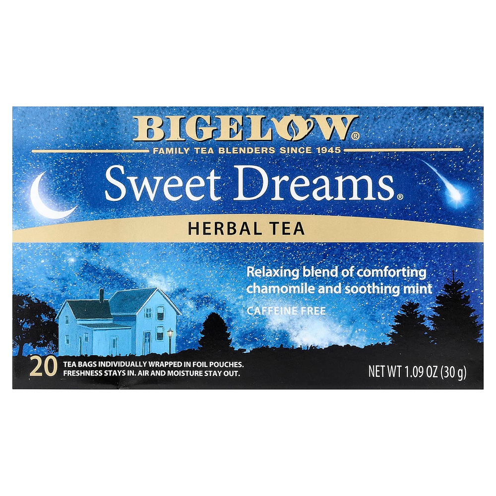 Bigelow, Herbal Tea, Sweet Dreams®, без кофеина, 20 чайных пакетиков, 30 г (1,09 унции)