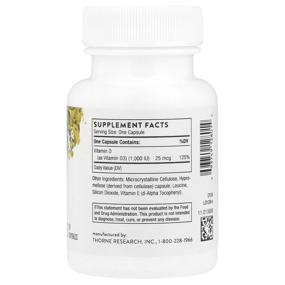 Thorne, D-1000, 90 капсул (25 мкг в 1 капсуле)