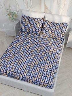 Простынь на резинке Сказка "Крупное вязание" 120х200 см, перкаль