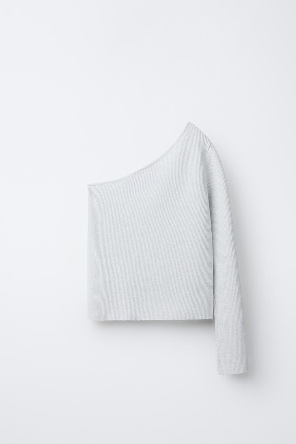 ZARA СВИТЕР АСИММЕТРИЧНОГО КРОЯ С БЛЕСКОМ, СЕРЕБРИСТЫЙ