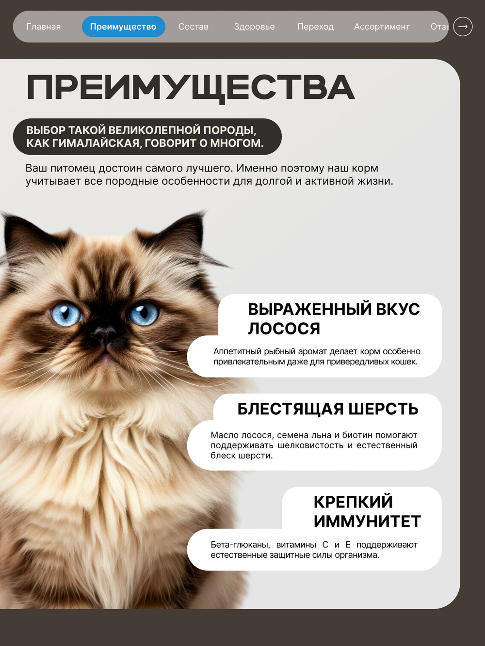 Корм сухой для взрослых кошек породы Гималайская, с лососем, 400 гр, QUATTRO