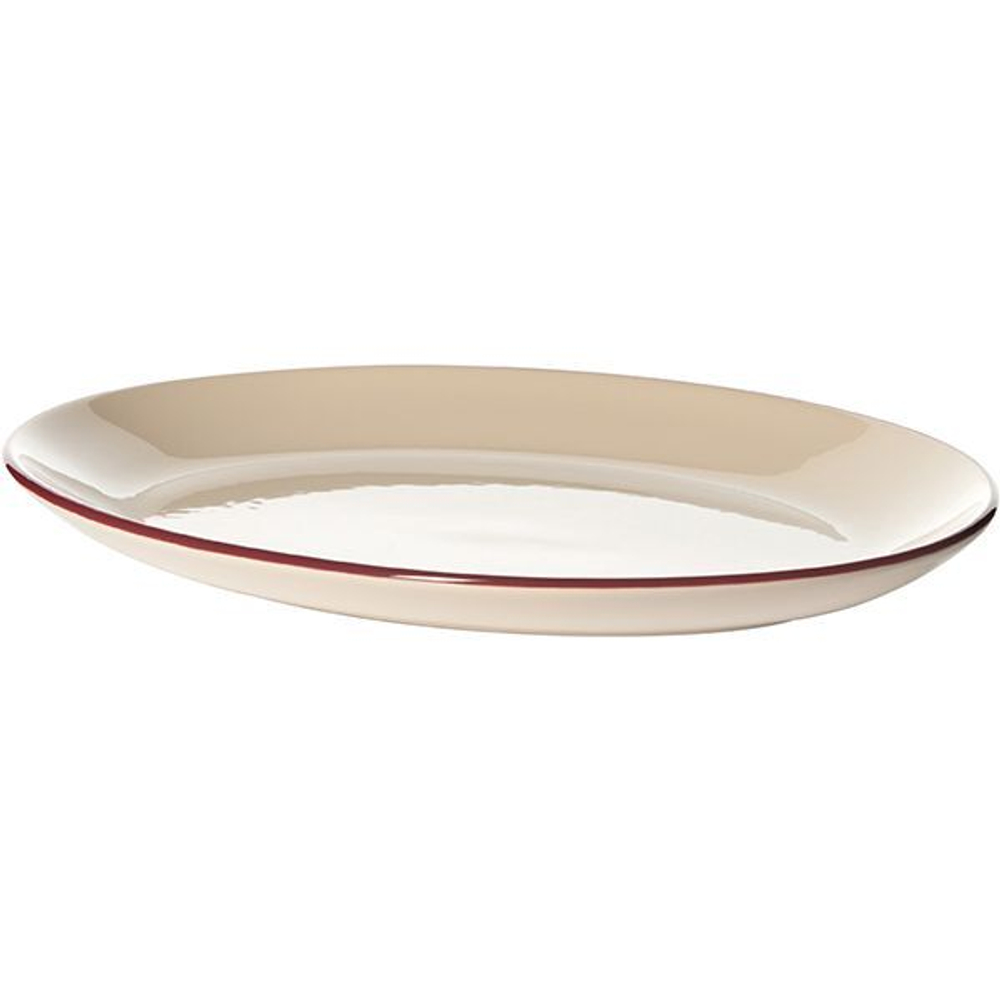 Блюдо «Кларет» овальное;фарфор;,H=24,L=300,B=235мм;бежев.,бордо (Цвет: бежевый)