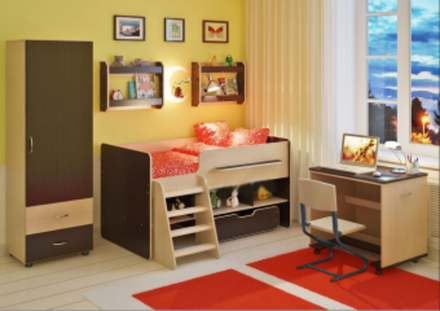 Детская стенка КарИВи Легенда 11  Дуб Молочный Венге