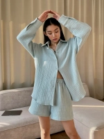 Костюм - пижама с шортами из муслина домашний оверсайз