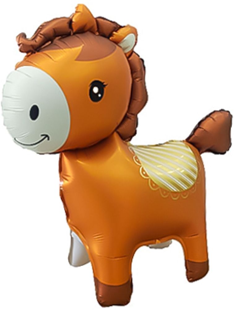 Шар 3D (25&#39;&#39;/64 см) Фигура, Лошадка, Коричневый, 1 шт.