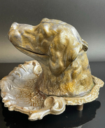 Пепельница с откидной крышкой "Голова собаки", силумин, СССР, 1970-1990 гг