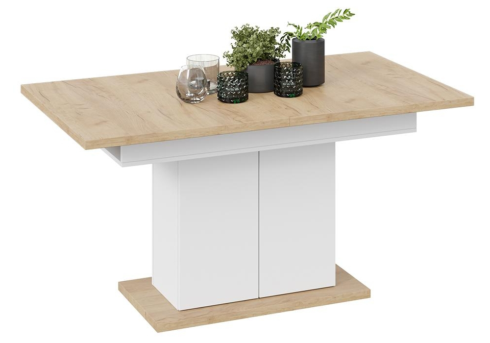 Стол деревянный Woodville Детройт Тип 1 белый, дуб крафт золотой