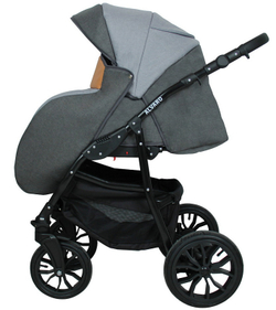 Детская коляска Alis Alvaro 2 в 1 Al 05 т.серый+св.серый+рыжая кожа
