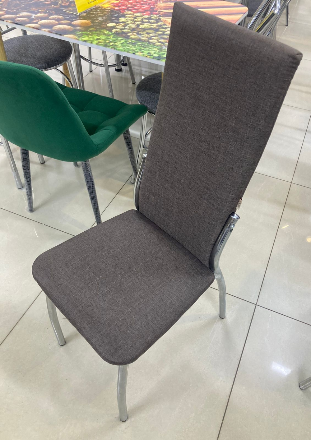 Стул Оскар каркас квадрат хром Основание рогожка бурая