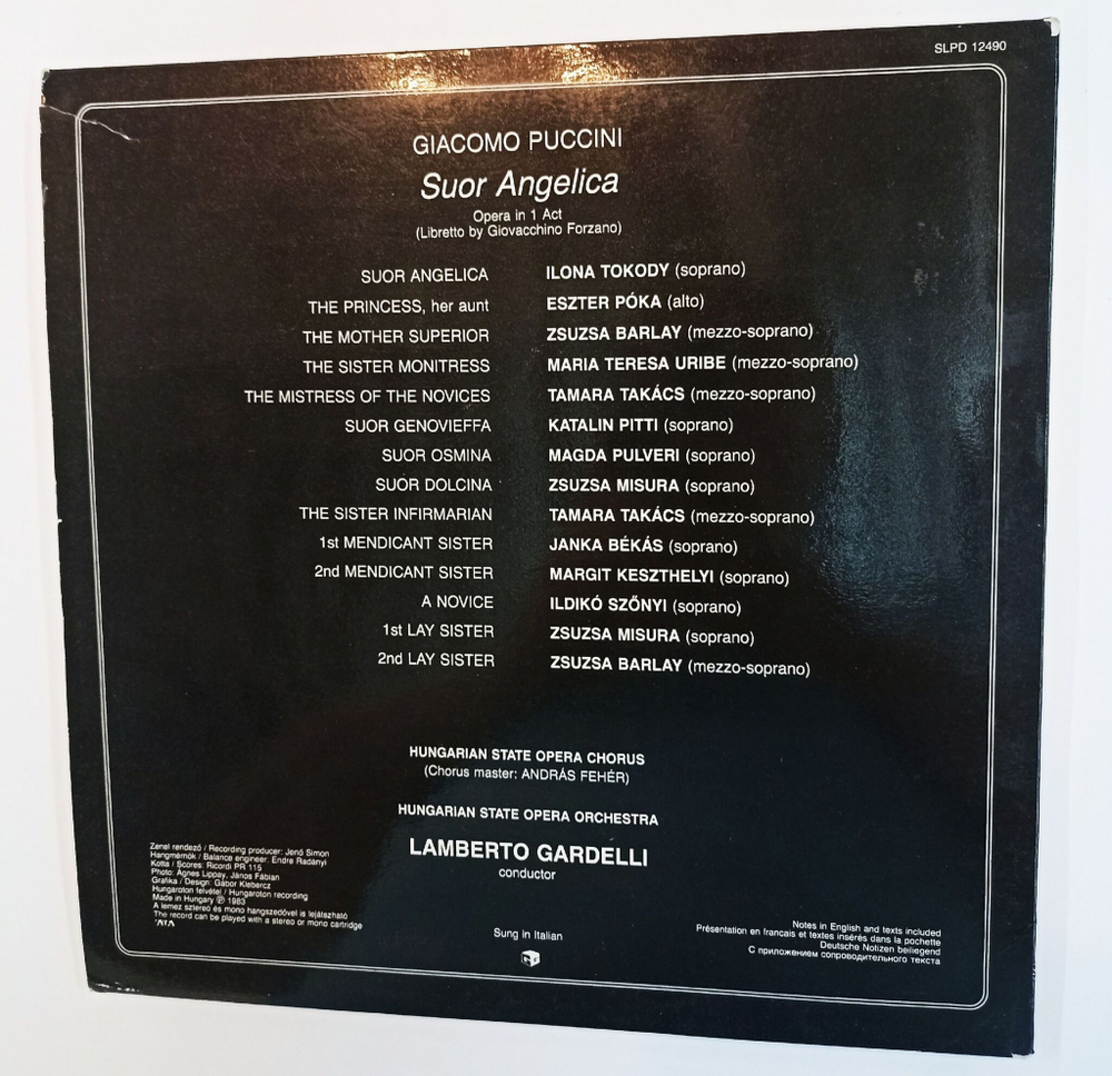 Винтажная виниловая пластинка LP Puccini Пуччини, Ilona Tokody, Lamberto Gardelli Suor Angelica Сестра Анджелика (Венгрия 1983)