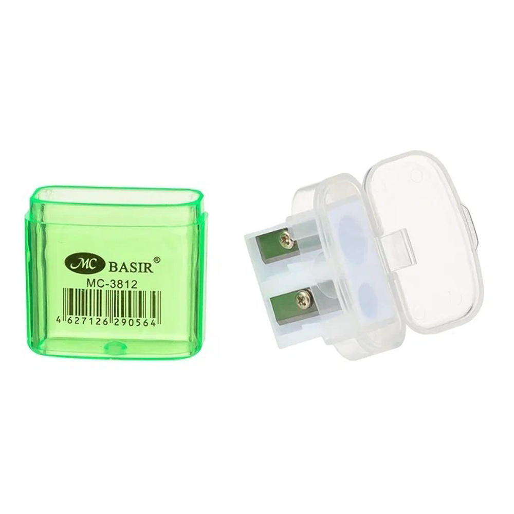 Точилка Basir, двойная, с контейнером, серия "Примоугольник", 4*3.5 см