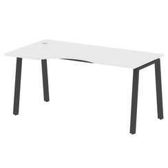 Metal System Стол криволинейный левый на А-образном м/к БА.СА-1 (L) Белый/Металл Антрацит 1600*900*7