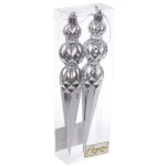 Ёлочные игрушки «Волшебная сосулька» 17,8 см (набор 2 шт), Серебро/белый