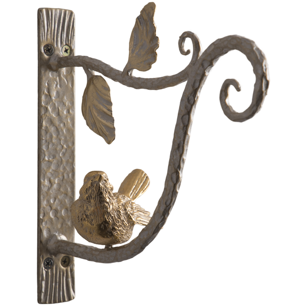 Кронштейн для цветов Птичка Терра Ливз Айвори Мраморное золото