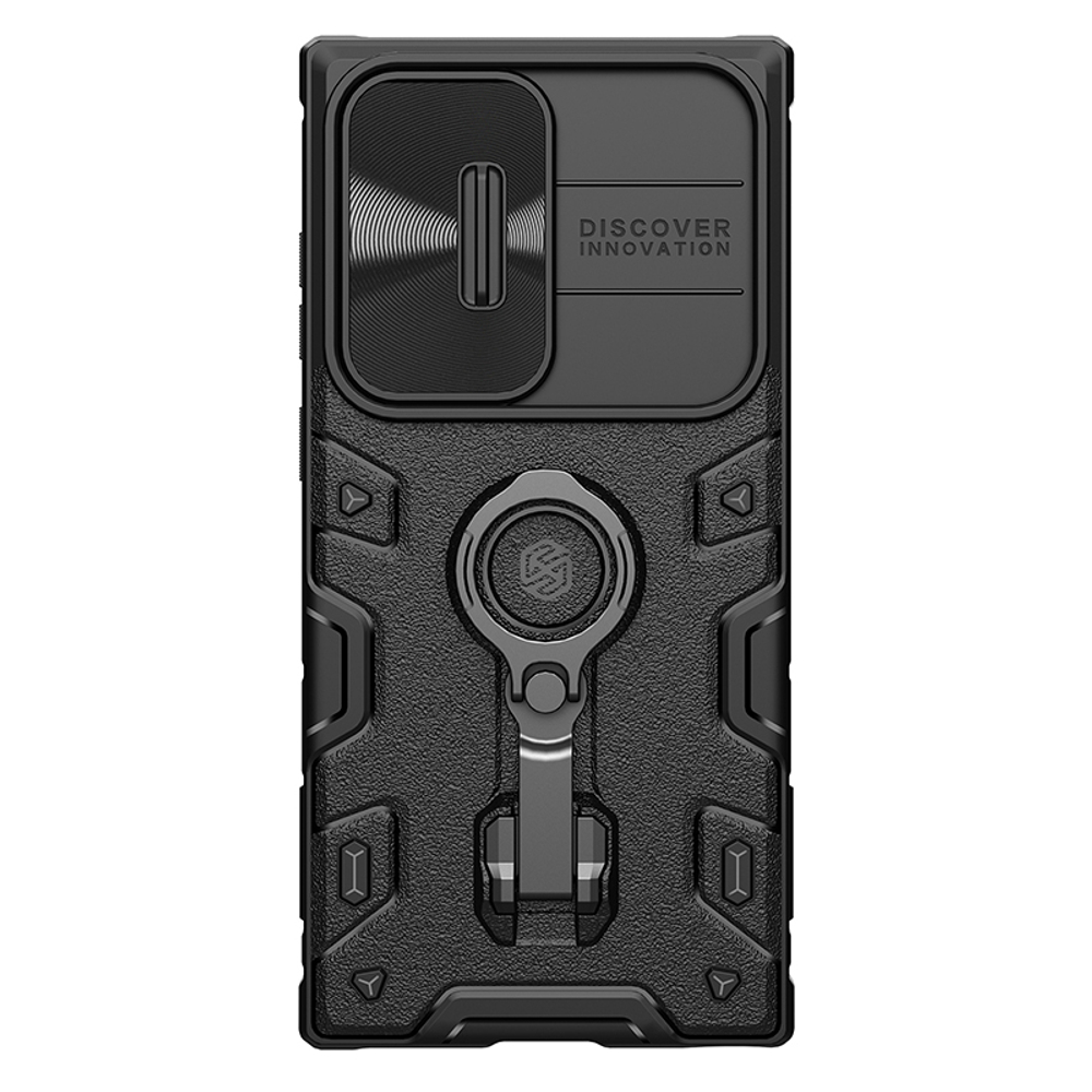 Противоударный чехол с кольцом и защитой камеры Nillkin CamShield Armor Pro Case для Samsung Galaxy S23 Ultra черный