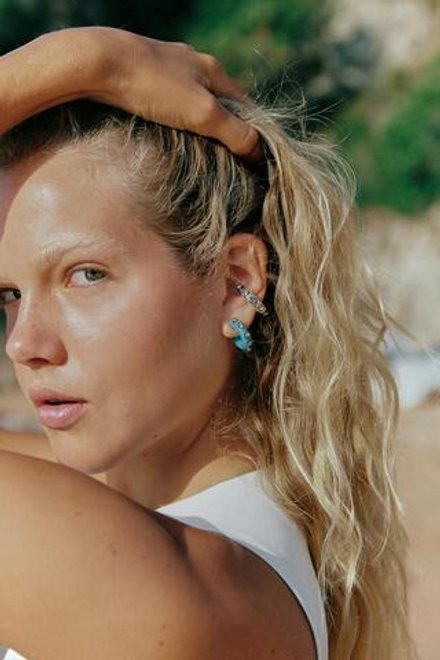ZARA НАБОР СЕРЕГ-КОЛЕЦ И КАФФОВ СО СТРАЗАМИ, РАЗНОЦВЕТНЫЙ