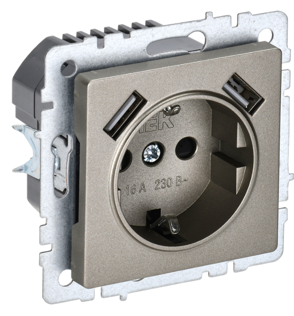 Розетка с заземлением  IEK BR-R14-16-U21-D31-K37