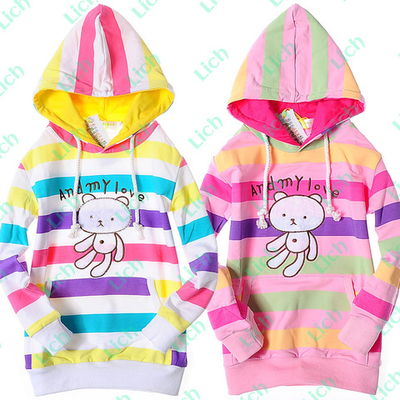 Худи детское в полоску и карманом кенгуру