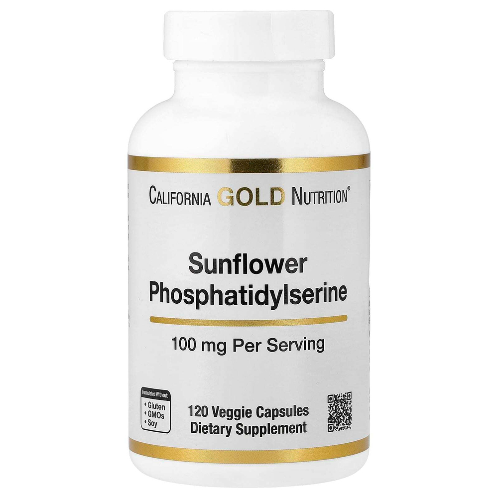 California Gold Nutrition, фосфатидилсерин подсолнечника, 100 мг, 120 растительных капсул