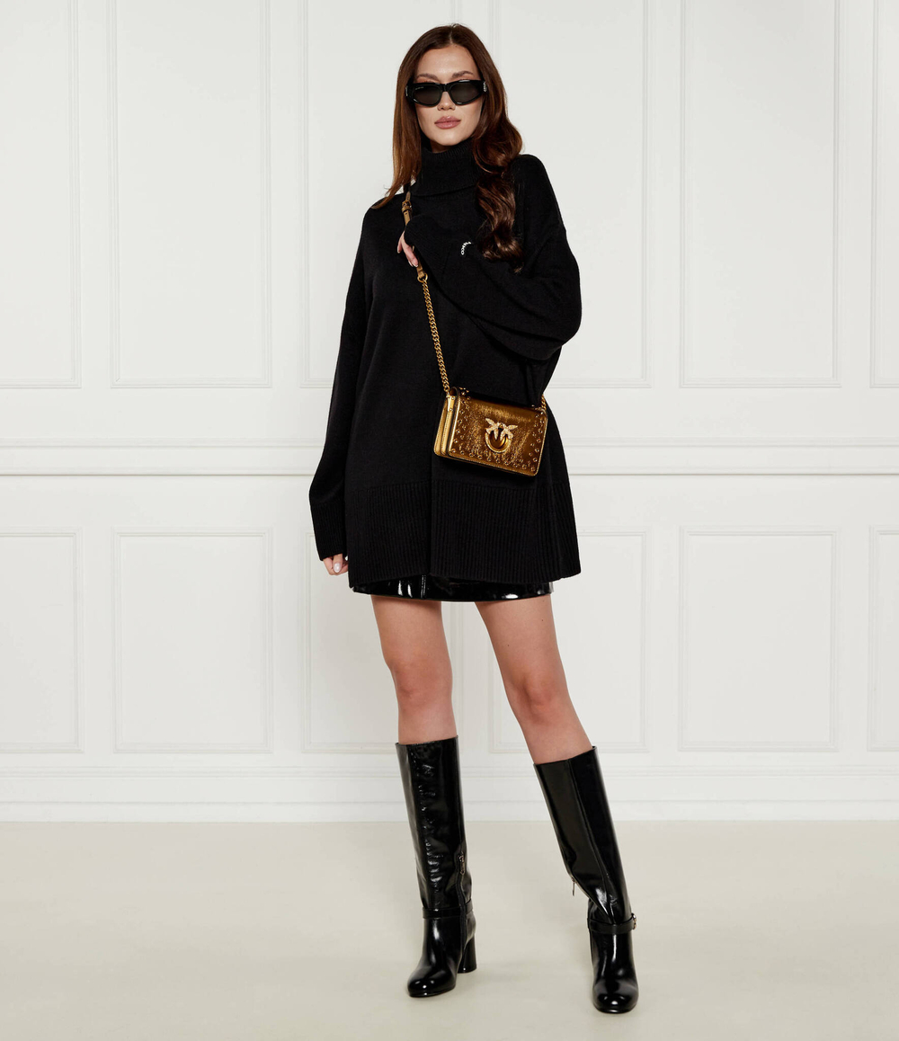 Кожаная сумка-мессенджер LOVE CLICK MINI Pinko - золотой(100067 A20H)