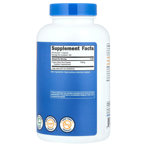 Nutricost, Корень маки, 750 мг, 180 капсул