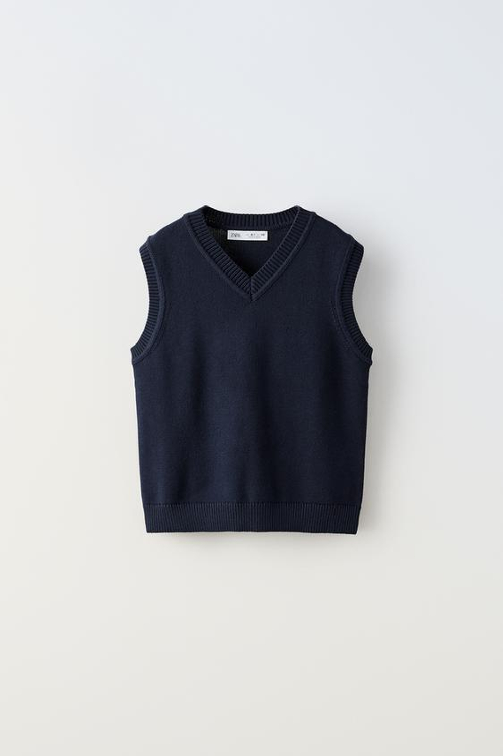 ZARA ТРИКОТАЖНЫЙ ЖИЛЕТ, МОРСКОЙ СИНИЙ