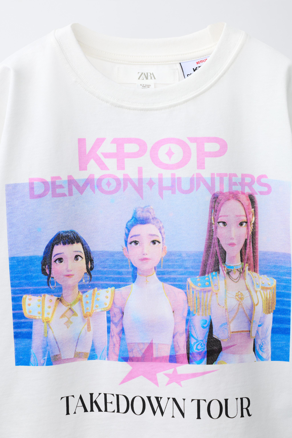 ZARA ФУТБОЛКА С ПРИНТОМ KPOP DEMON HUNTERS™ NETFLIX ©, БЕЛЫЙ