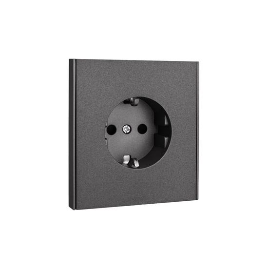 Розетка STRONG 1-ая с/з с/у, со шторками 16А графит KRANZ