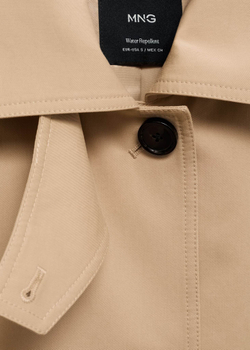 MANGO Длинный тренч с поясом, бежевый