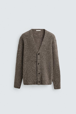 ZARA КАРДИГАН В РУБЧИК, РЫЖЕВАТО-КОРИЧНЕВЫЙ МЕЛАНЖ