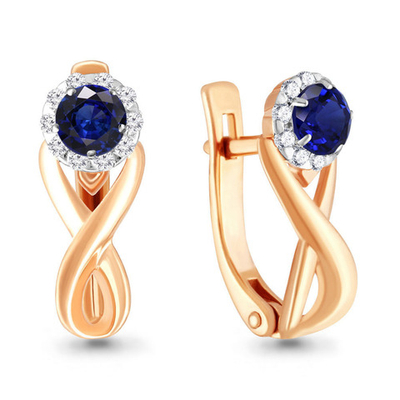940890к Серьги из Золота с бриллиантами, сапфирами из коллекции "Симфония"