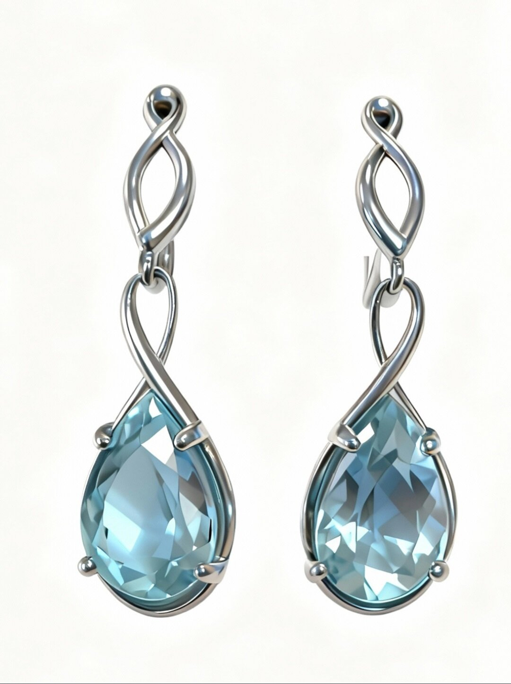 Ювелирные серьги из серебра  925 пробы,вставка аквамарин.