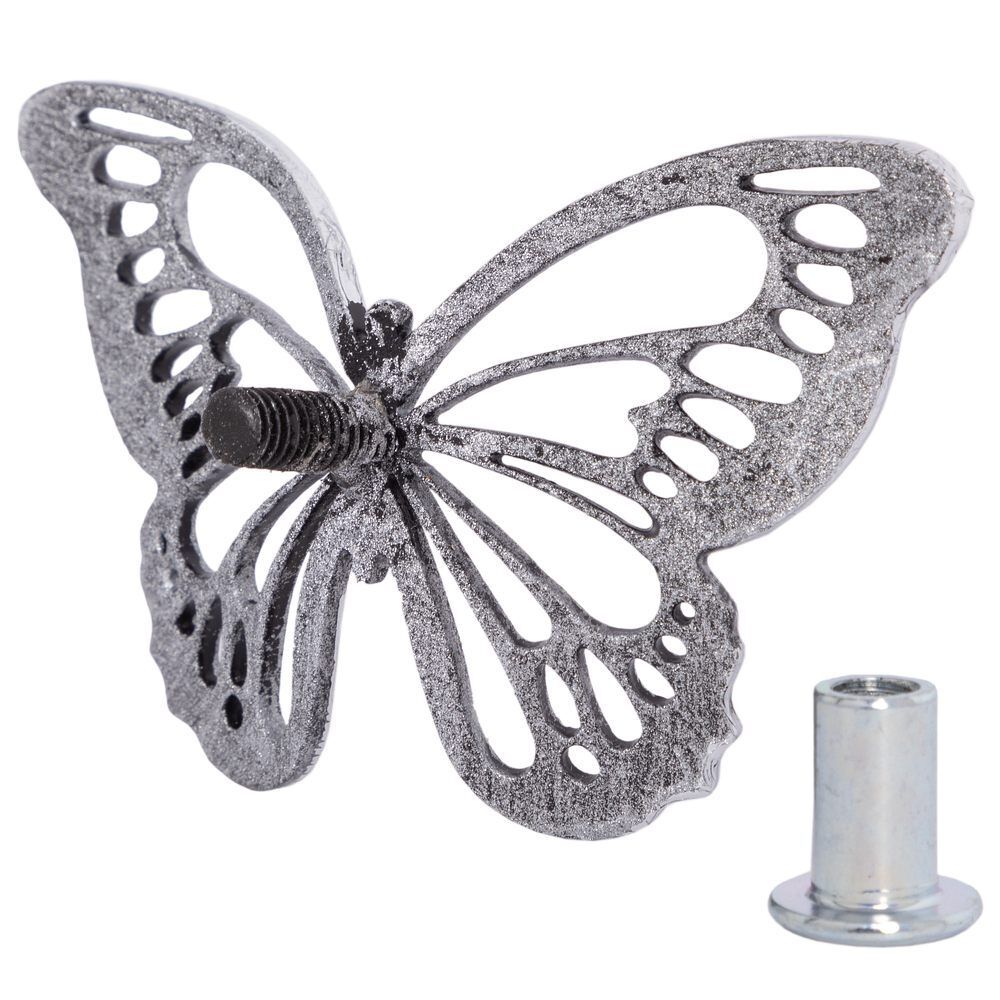 Ручка мебельная Бабочки 90 Античное серебро