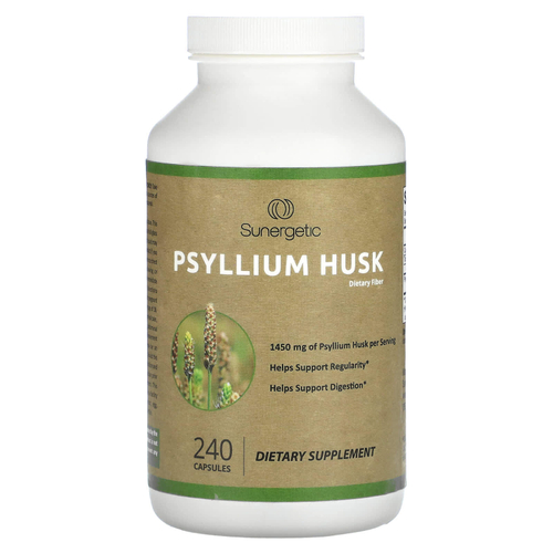 Sunergetic, Пищевая клетчатка из шелухи семян подорожника, 240 капсул (725 мг на капсулу)