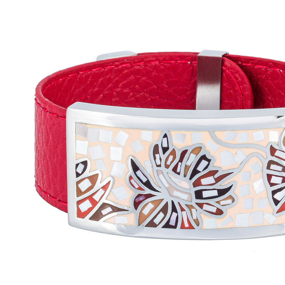 Браслет Fiore Luna на красном кожаном ремешке CB13598-29