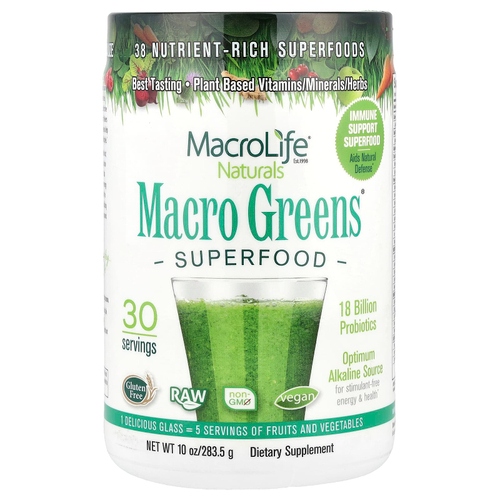 Macrolife Naturals, Macro Greens, суперфуды, 283,5 г (10 унций)