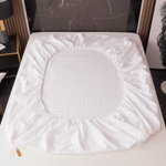 Простыня Страйп Сатин Однотонный Отель белый 100% хлопок на резинке 1x1 RR1CTH03618030