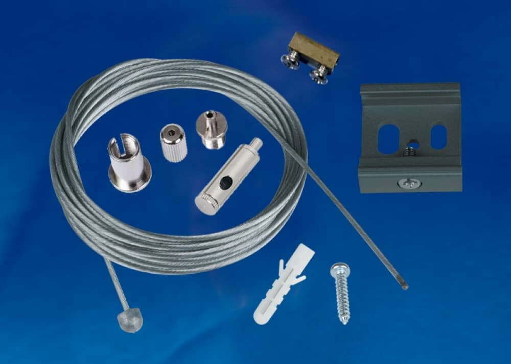 UFB-H45 SILVER 1 POLYBAG Набор для подвесного монтажа трехфазных шинопроводов. Регулируемая длина. Цвет серебряный. ТМ Uniel.