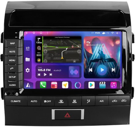 Магнитола для Toyota Land Cruiser 200 2007-2015 (штатная КЗВ или 360) - FarCar BM9-2K-9006+LVDS монитор 9.5" 2K QLED на Android 14, TS10, 4+32Гб, CarPlay, 4G SIM-слот